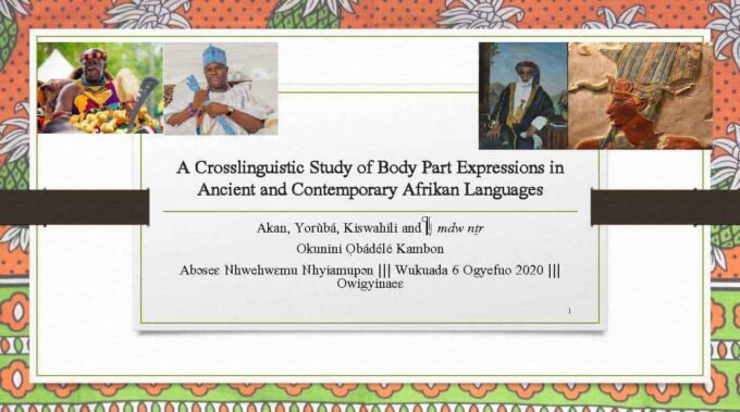 Akan, Yorùbá, Kiswahili, mdw nTr and the Afrikan Worldview: Body Part Expressions and Fundamental Interrelation